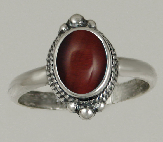 Sterling Silver Gemstone Ring With Red Tiger Eye Size 10
